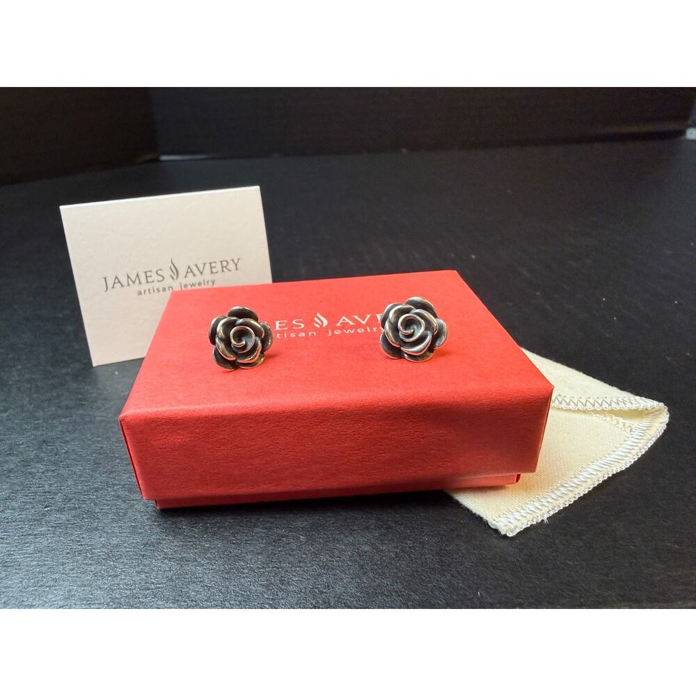 James Avery Retired Silver Large Rose Bud Earrings Rosebud Post Earrings